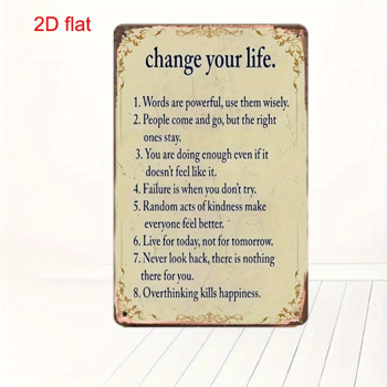 CIFbuy 耐用铁艺改变你的生活复古金属标牌乡村风格墙面励志标语家居门廊车库咖啡馆花园装饰节日礼物（TikTok、temu 下自提）
