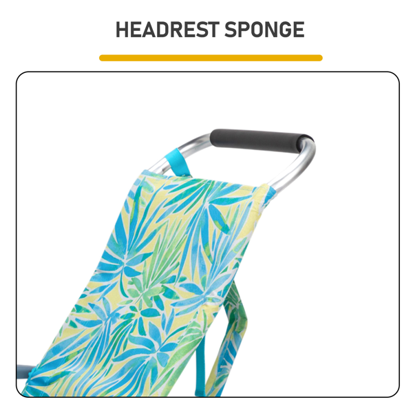 1pcs 座高17in 清爽夏威夷 铝沙滩椅 带头部海绵 侧单肩带 二合一布杯托侧袋 底部收纳提包 牛津布无横杆七档调节猫爪扶手沙滩椅17"-1 62*99*100.5cm 120kg-6