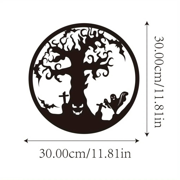 CIFbuy哥特金属生命树墙艺雕塑黑色锻铁墙饰室内户外万圣节家居装饰（TikTok、temu下自提）-4