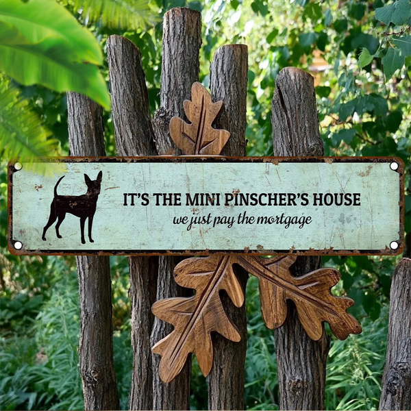 CIFbuy 迷你杜宾犬房屋铝制标牌 UV 打印复古牌匾家用车库酒吧装饰（TikTok、temu 下自提）-4