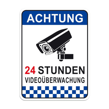 CIFbuy 德文视频监控铝制警示牌室内外安全标识（TikTok、temu 下自提）