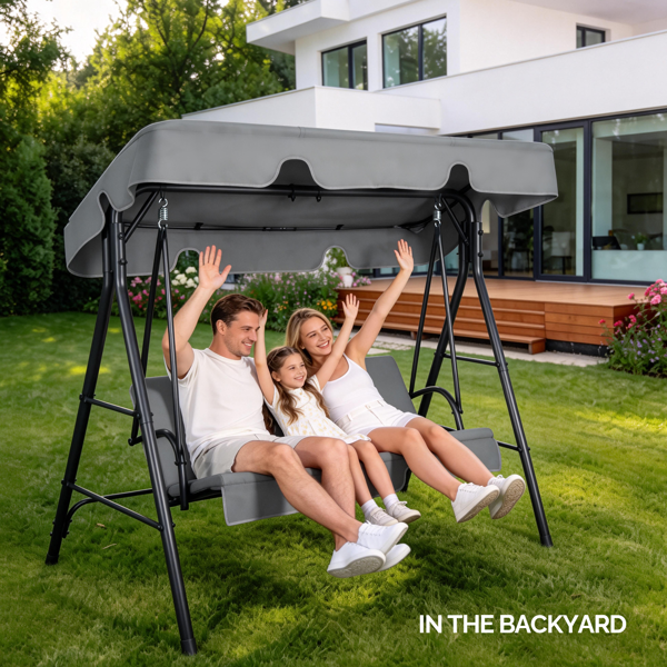 68*43*60inch 深灰色 KD款 带软垫 顶蓬 铁+牛津布 250kg 铁秋千套装-7