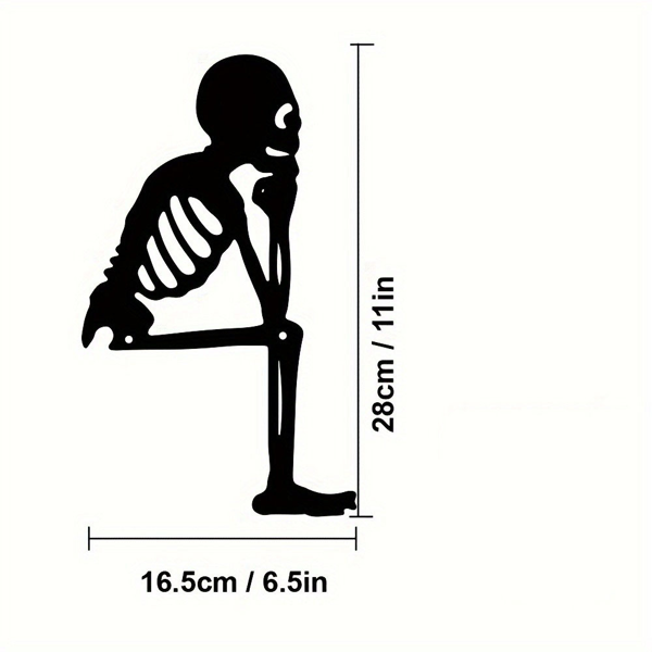 CIFbuy哥特风格铁制骷髅装饰复古万圣节户外雕塑庭院花园围栏装饰窗台惊吓展示(TikTok、temu下自提)-4