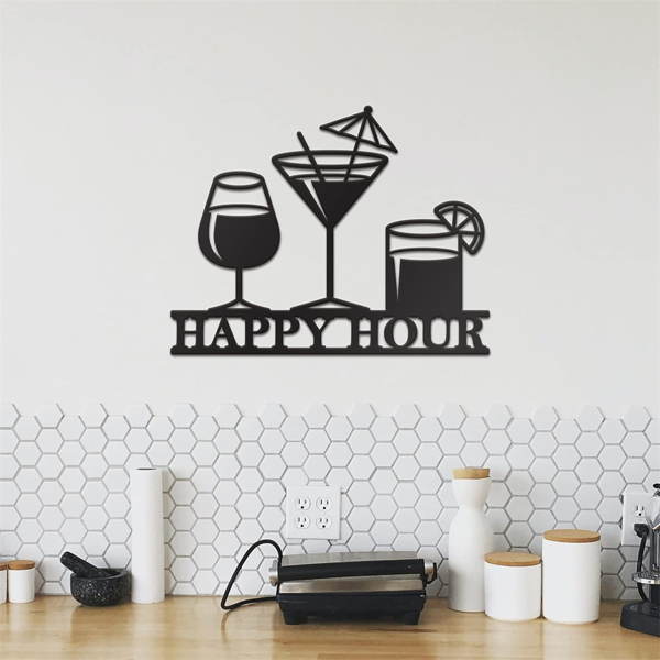 CIFbuy复古黑色做旧铁制快乐时光墙面装饰牌家居酒吧个性礼物(TikTok、temu下自提)-2