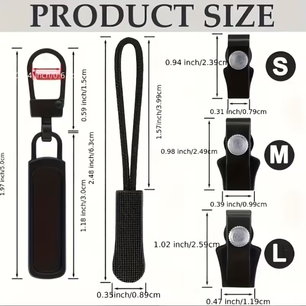 36件拉链修复套件，快速安装拉链头，拆卸式替换拉链顶部，交换式塑料拉链拉，适用于服装、行李、背包、缝纫用品，尺寸为S/M/L-2