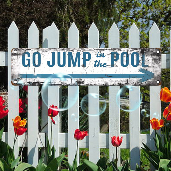 CIFbuy 复古铝制指示牌跳进游泳池 UV 印刷金属牌匾家用车库咖啡馆餐厅酒吧防水防尘装饰（TikTok、temu 下自提）-4