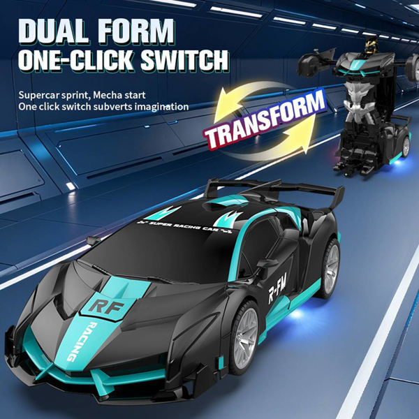 Transforming Car Robot, One-Button Deformation R/ C Toy Car, 1:18 Scale 360°Rotating Drifting, Toys Suitable for Kids Over 3+ Years Old, Educational Toys, Children's Day Gift, Birthday-1
