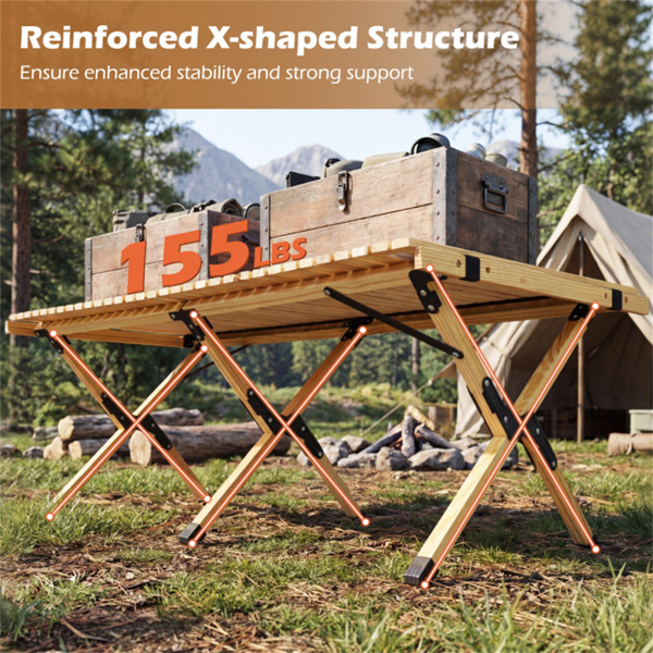 48英寸×24英寸可折叠松木野营桌便携式折叠沙滩桌，带手提包-9