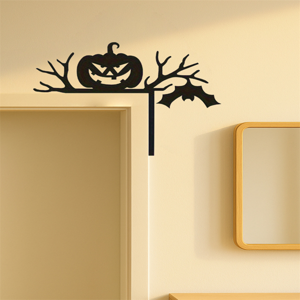 CIFbuy神秘黑色剪影门饰 万圣节幽灵卡通挂饰 哥特窗框派对家居户外装饰(TikTok、temu下自提)-8