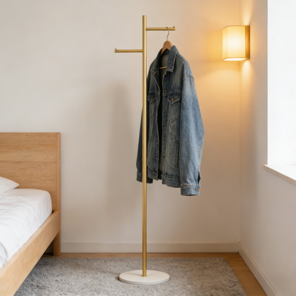 Clothing Rack, Golden Metal Freestanding Heavy Duty Clothes Rack with Marble Base, Multipurpose Garment Hanger for Bedroom, Hat, Scarf, Jacket-5