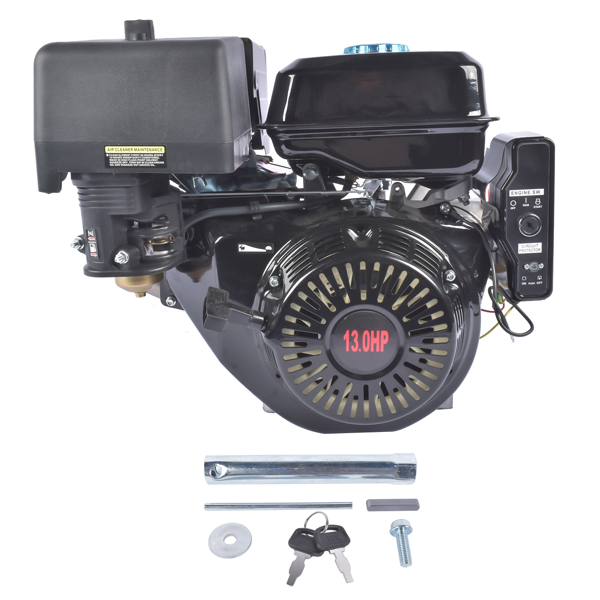 A3 四冲程 389cc 13HP OHV水平轴电启动汽油发动机黑色 4 Stroke 13HP 389cc Gas Engine with Electric Start, Go Kart Engine Horizontal Shaft OHV Gas Motor, Gas Powered Multi-Use Engine Black-1