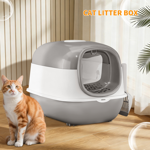 加厚材料灰色E24猫砂箱，结构稳定耐用，跨境质量更可靠-1