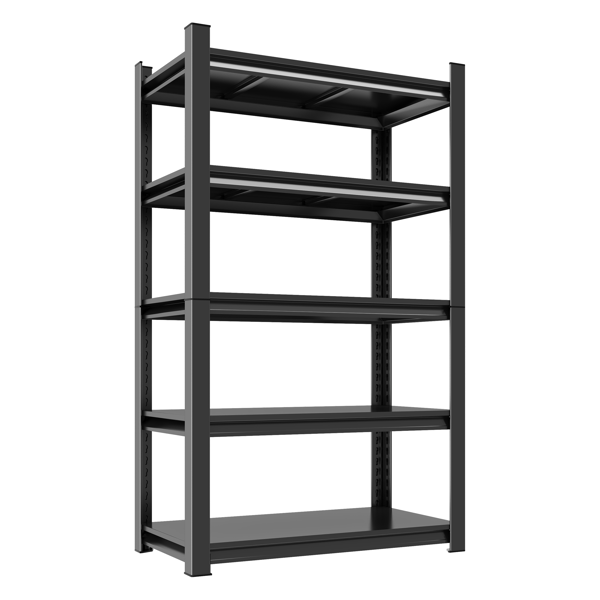 五层金属储物架，工业用多功能架，可调节高度书架，适用于客厅、办公室、车库、超市、健身房，71.20 英寸高 x 39.37 英寸宽 13.78 英寸深，黑色，需组装-4