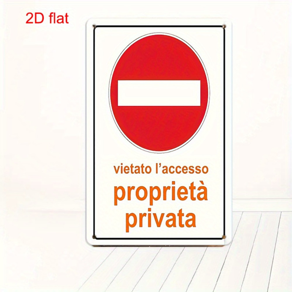 CIFbuy 私人财产禁止擅入意大利文金属牌加厚复古安全警示室内外装饰（TikTok、temu pick-up service）-3