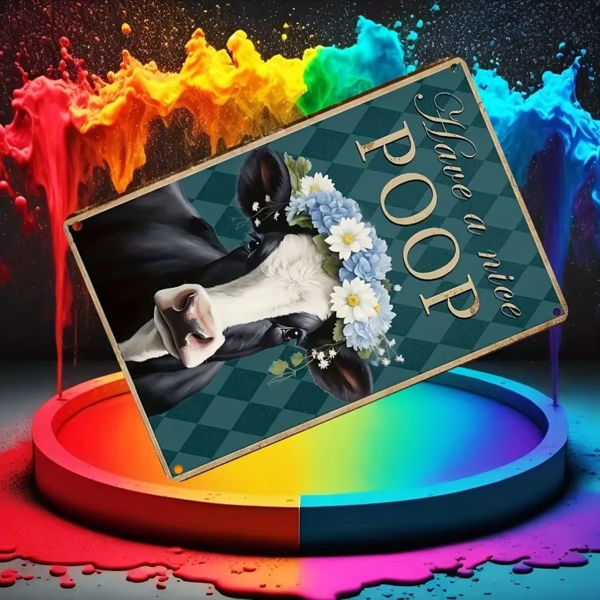 CIFbuy 乡村风花卉奶牛趣味标语铝制标牌家居办公卧室装饰（TikTok、temu 下自提）-7