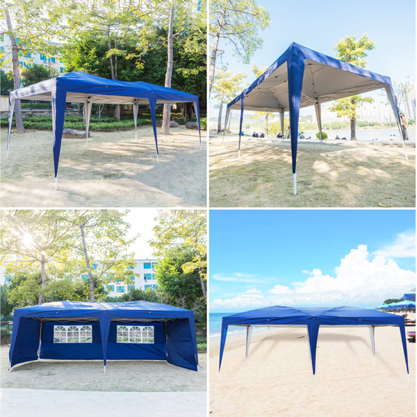 10*20ft 蓝色 4片面-2个窗 折叠棚 牛津布 喷塑铁管 便携-21