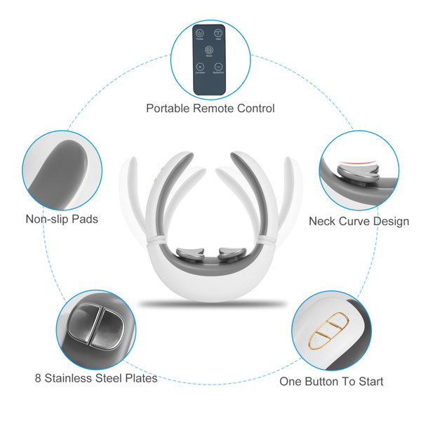 （自提可发加拿大，temu&tk下自提单）便携式带遥控加热颈部按摩器，采用TENS/EMS技术，配备8个按摩头，15分钟自动关机，带加热功能的电脉冲颈部按摩器，6种模式，20档强度，USB充电，便携式颈部疼痛缓解器-11