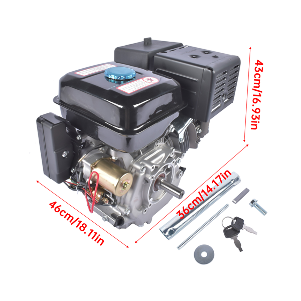A3 四冲程 389cc 13HP OHV水平轴电启动汽油发动机黑色 4 Stroke 13HP 389cc Gas Engine with Electric Start, Go Kart Engine Horizontal Shaft OHV Gas Motor, Gas Powered Multi-Use Engine Black-6