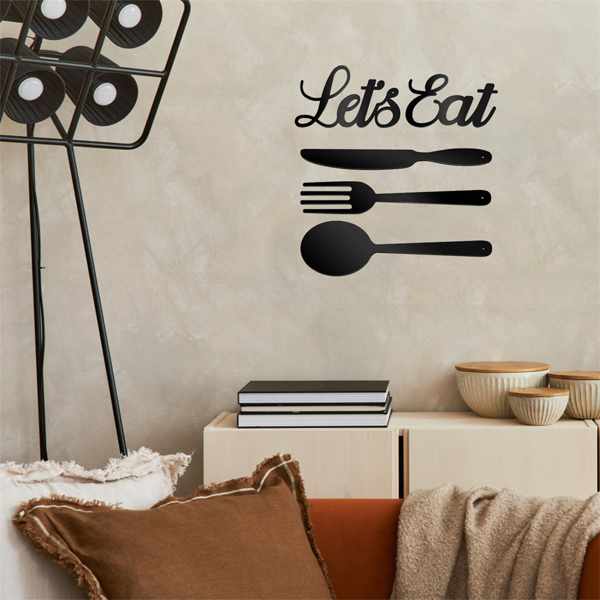 CIFbuy 手工锻铁用餐主题墙饰五件套 复古金属厨房标志雕塑（TikTok、temu下自提）-7