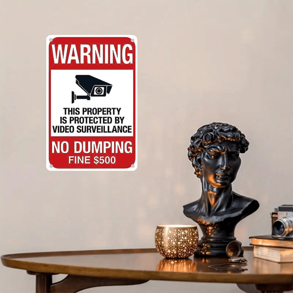 CIFbuy2D 铝制视频监控警示牌复古装饰挂牌（TikTok、temu 下自提）-4