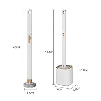 壁挂式马桶刷套装，含一次性刷头，三层清洁系统，一键更换设计，浴室清洁工具，带支架和马桶刷套装