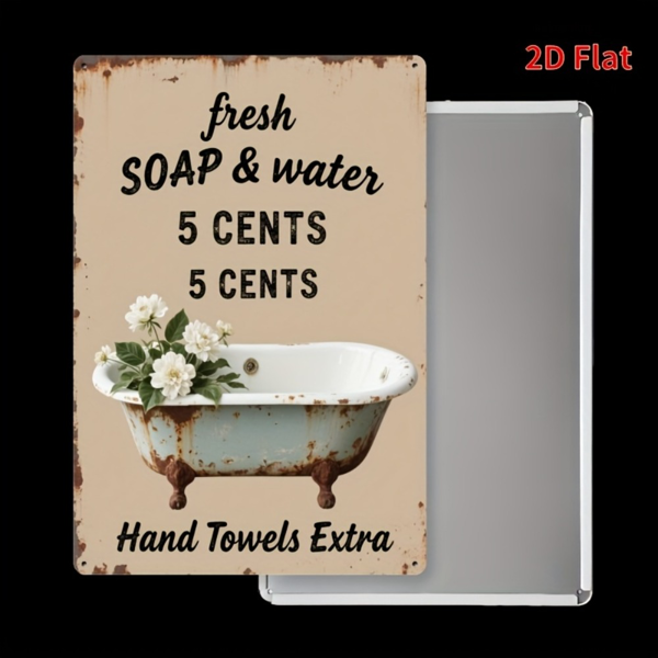 CIFbuy 清新肥皂水金属铁牌室内外防雨家居乡村风吧台办公室墙面装饰（TikTok、temu 下自提）-2