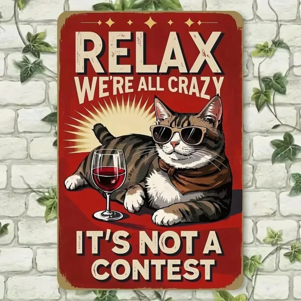 CIFbuy休闲享受生活猫咪金属挂牌家居墙面装饰圣诞万圣节礼品 TikTok temu 下自提-1