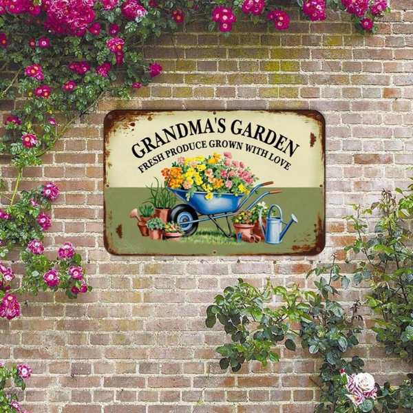 CIFbuy 奶奶花园复古金属挂牌爱心种植花园装饰农舍风妈妈礼物壁挂（TikTok、Temu 自提）-3