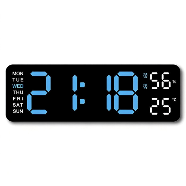 2026新款通用数字挂钟，大显示屏，LED灯，遥控器，倒计时，调光，夏令时，日期，星期，温度-1