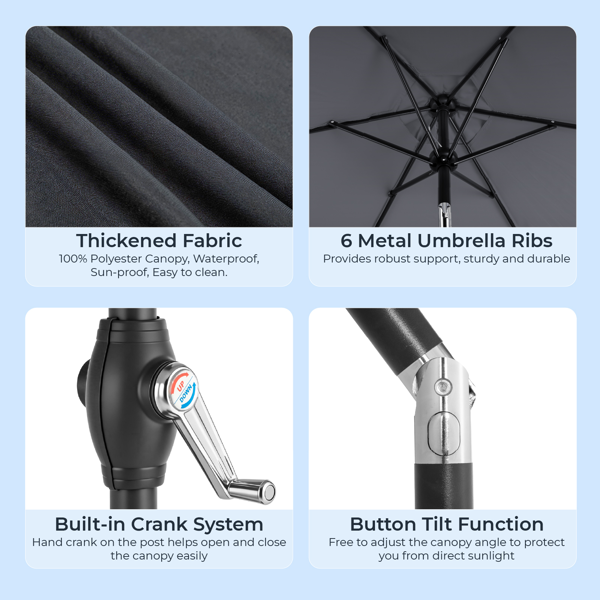 7.5FT 灰色 转向头 圆形 太阳伞 涤纶布 6铁伞骨 铁中柱-13