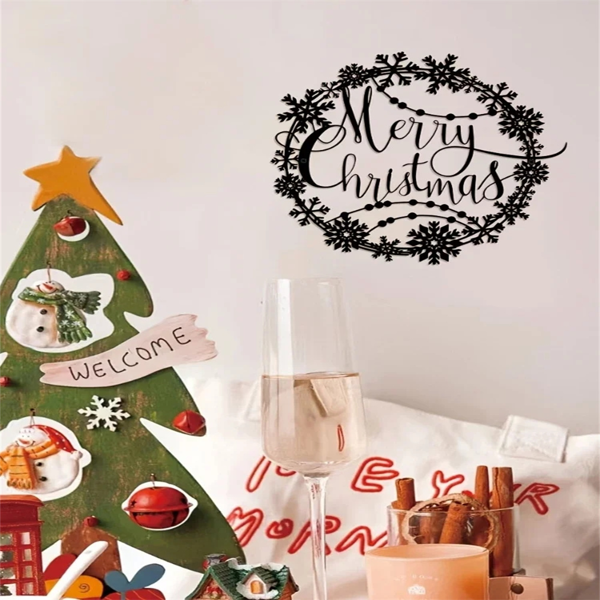 CIFbuy优雅圣诞节金属墙面装饰 节日欢迎牌室内外通用礼品（TikTok、temu下自提）-4