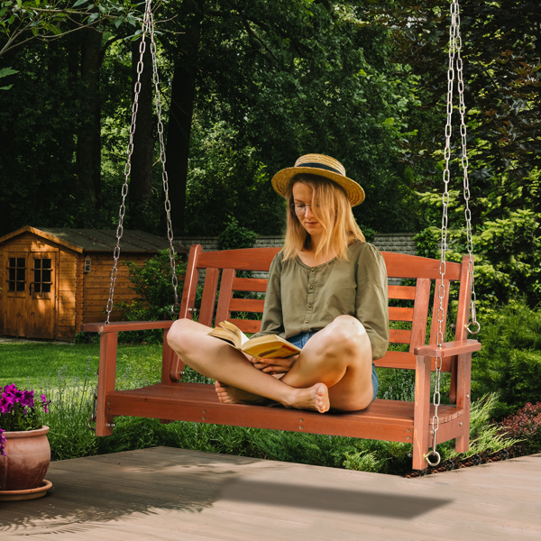 3.7ft 红褐色 带4mm铁链 双人 木秋千 880.00lbs-14