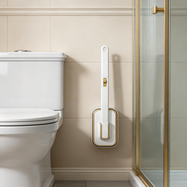 壁挂式马桶刷套装，含一次性刷头，三层清洁系统，一键更换设计，浴室清洁工具，带支架和马桶刷套装-5