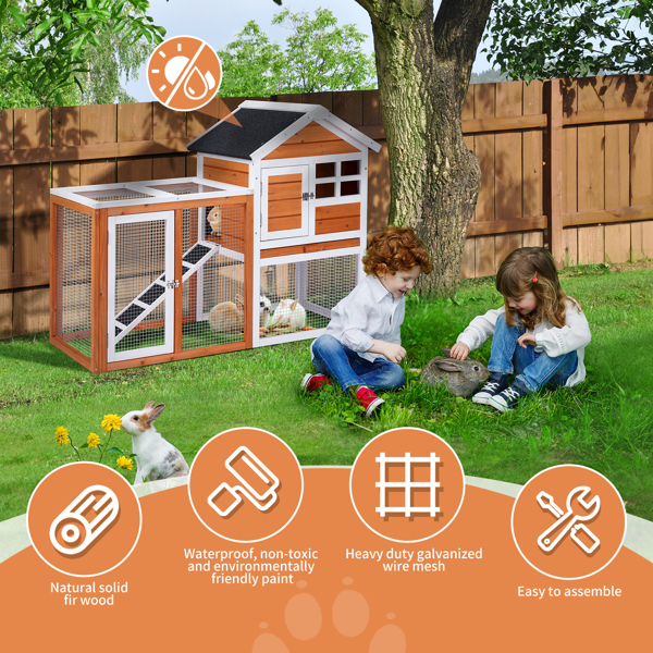 48"*24.8*35“ 房屋型  带跑梯 橙红色 杉木 木鸡兔笼-4