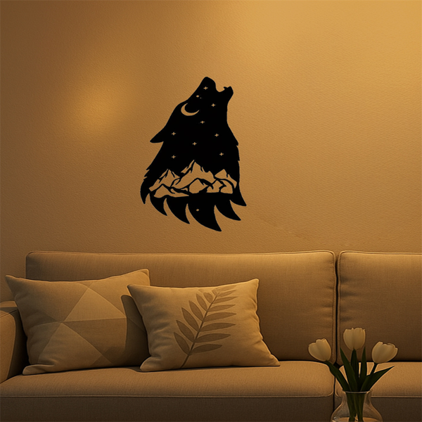 CIFbuy哥特式嚎叫狼金属墙艺术黑色暗黑学院风家居装饰客厅卧室办公室万圣节圣诞节礼物（TikTok、temu下自提）-4