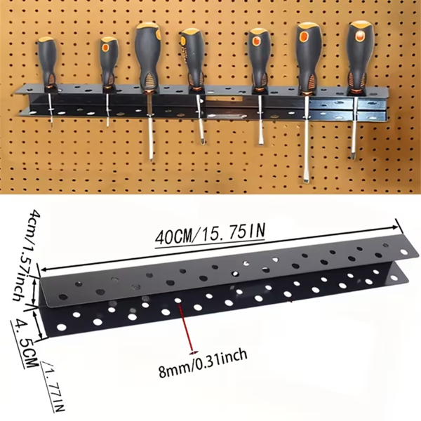 带安装套件的厚型金属墙壁工具面板 - 用于钳子/螺丝起子的车间整理器，墙壁储存系统 带安装套件的厚型钢制墙壁工具面板 - 用于钳子/扳手的槽角储存系统，车库车间解决方案，实用货架-8