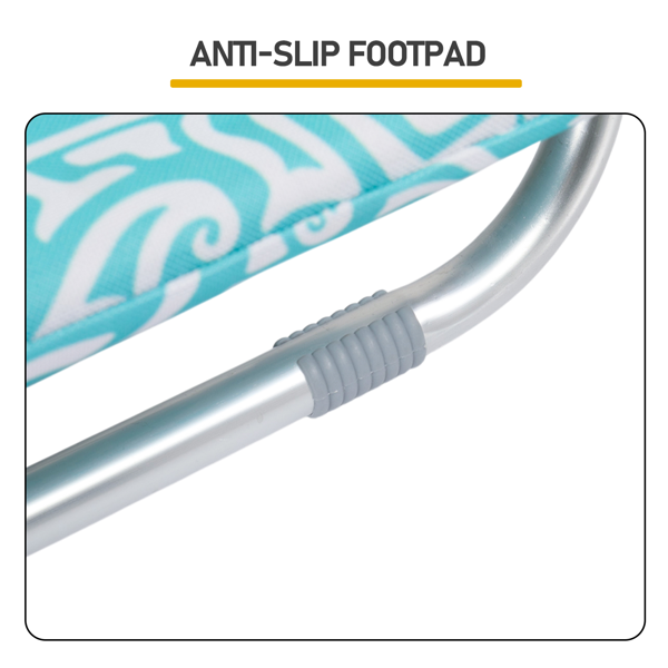 1pcs 座高8.5in 青色部落花纹 铝沙滩椅 带头枕 双肩带 二合一布杯托侧袋 背部冰包 连体牛津布有横杆五档调节可平躺铝沙滩椅8.5"-1 63*109*84cm 120kg-4