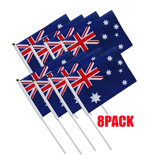 8x 澳大利亚国旗挥动带塑料杆 21x14 厘米 8.5x5.5 英寸 旗帜 (各平台政策不同，链接已附相关资质，如无所需资质请勿上架)-1