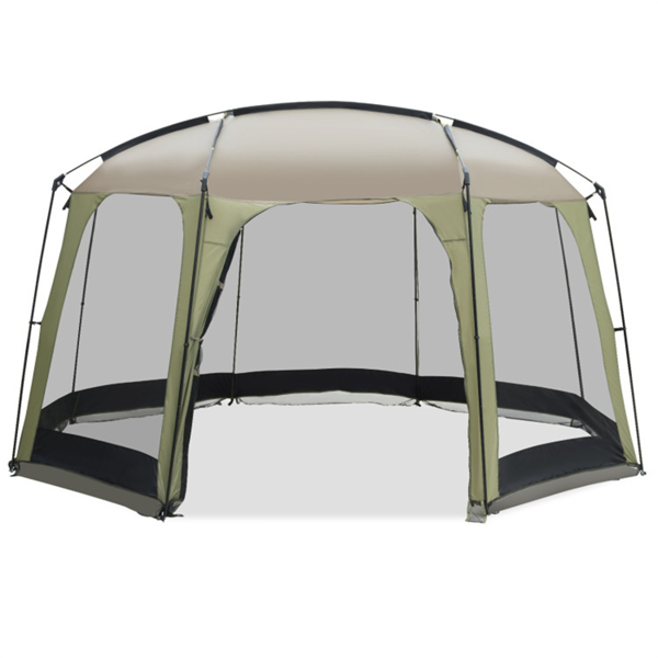大型6-8人纱屋帐篷，带全网墙，防紫外线室外遮阳棚，带风绳和木桩-5