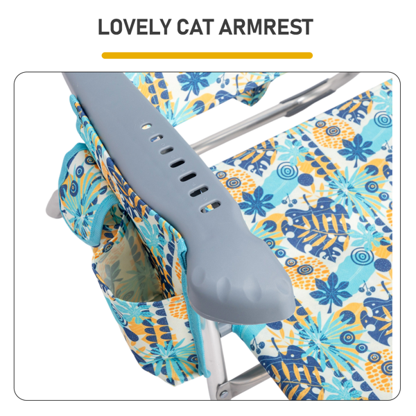 1pcs 座高17in 复古盛夏 铝沙滩椅 带头部海绵 侧单肩带 二合一布杯托侧袋 底部收纳提包  牛津布无横杆七档调节猫爪扶手沙滩椅17"-1 62*99*100.5cm 120kg-9