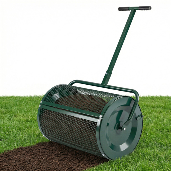 27英寸×16英寸草坪肥料撒布机，带钻石网无结块花园堆肥撒布机-5