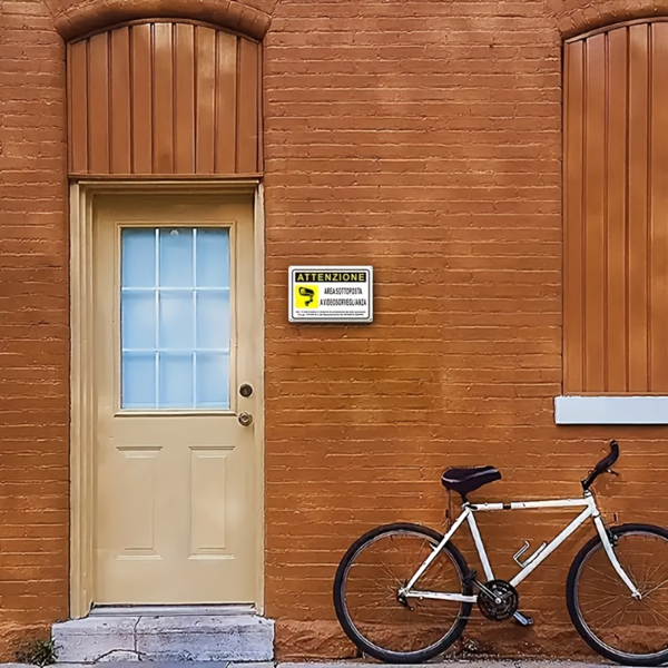 CIFbuy 复古反光铝制安全标志牌壁挂式双语标识家用商用监控警示牌耐候高可见度（TikTok、temu 下自提）-5