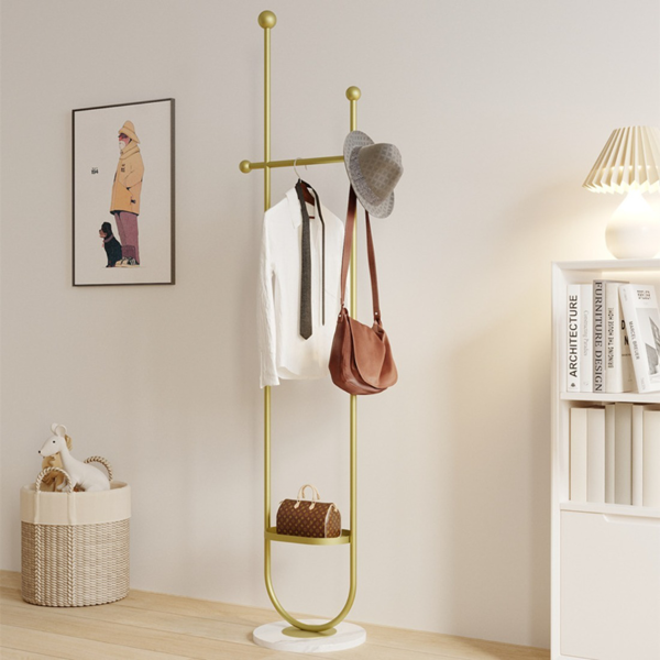 Clothing Rack, Golden Metal Freestanding Heavy Duty Clothes Rack with Marble Base, Multipurpose Garment Hanger for Bedroom, Hat, Scarf, Jacket-6