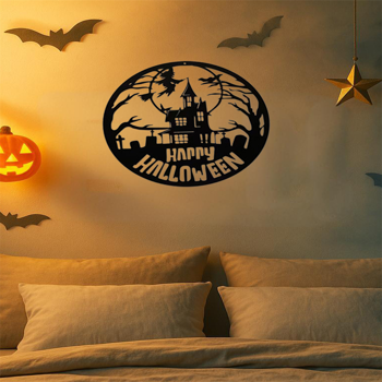 CIFbuy哥特式万圣节铁制墙壁装饰 跳舞女巫新月挂件室内室外节日派对家居装饰（TikTok、temu下自提）