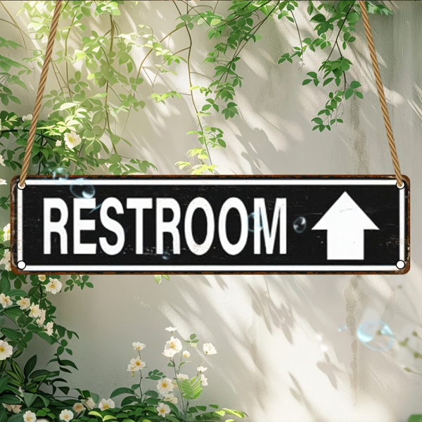 CIFbuy 质朴木制卫生间标识牌公园农舍家居商用英文壁挂装饰牌（TikTok、temu 下自提）-1