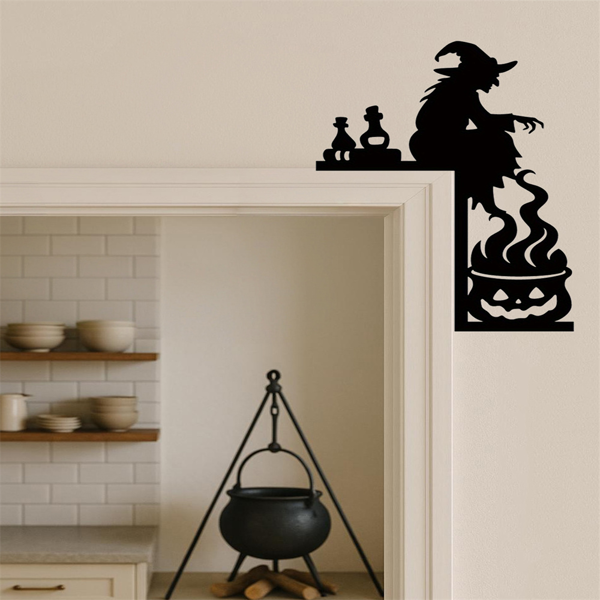 CIFbuy哥特风格女巫坩埚铸铁铁制门挂墙饰 万圣节圣诞新年节日装饰礼物(TikTok、temu下自提)-6