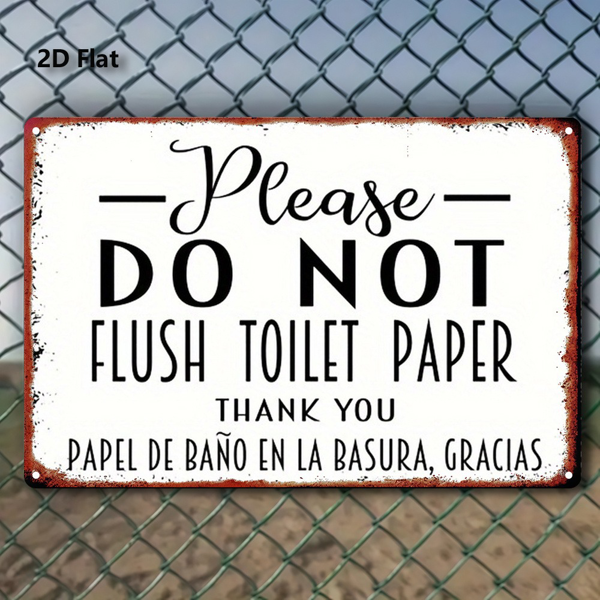 CIFbuy 复古双语请勿冲洗厕纸金属牌西语浴室挂牌圣诞装饰（TikTok、temu 下自提）-6