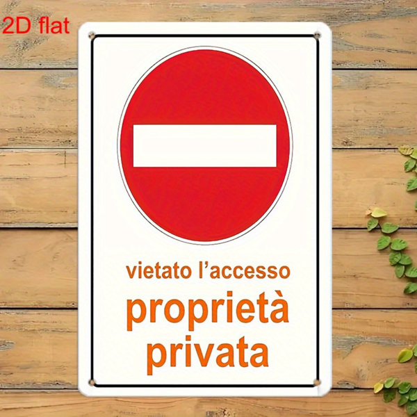CIFbuy 私人财产禁止擅入意大利文金属牌加厚复古安全警示室内外装饰（TikTok、temu pick-up service）-5