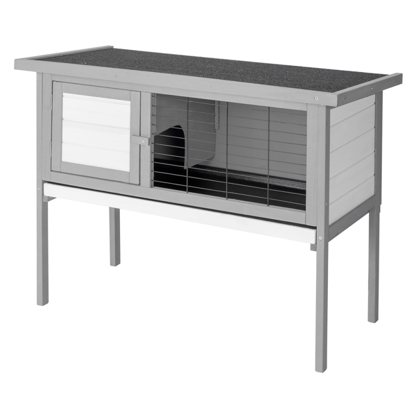 33.8in 高脚 可开屋顶 防水 黑色沥青屋顶 灰色 白色杉木 木鸡兔笼-9