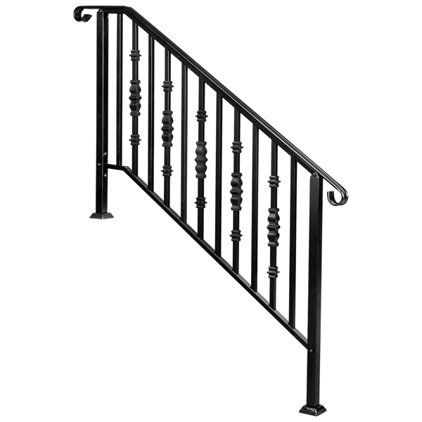 【替换22762521】哑光黑色   4阶 单宝塔加方葫芦装饰 庭院楼梯扶手-2